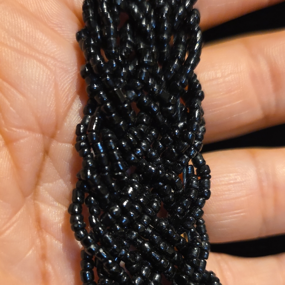 Source Unknown Black Braided Seed Bead Necklace - image 2
